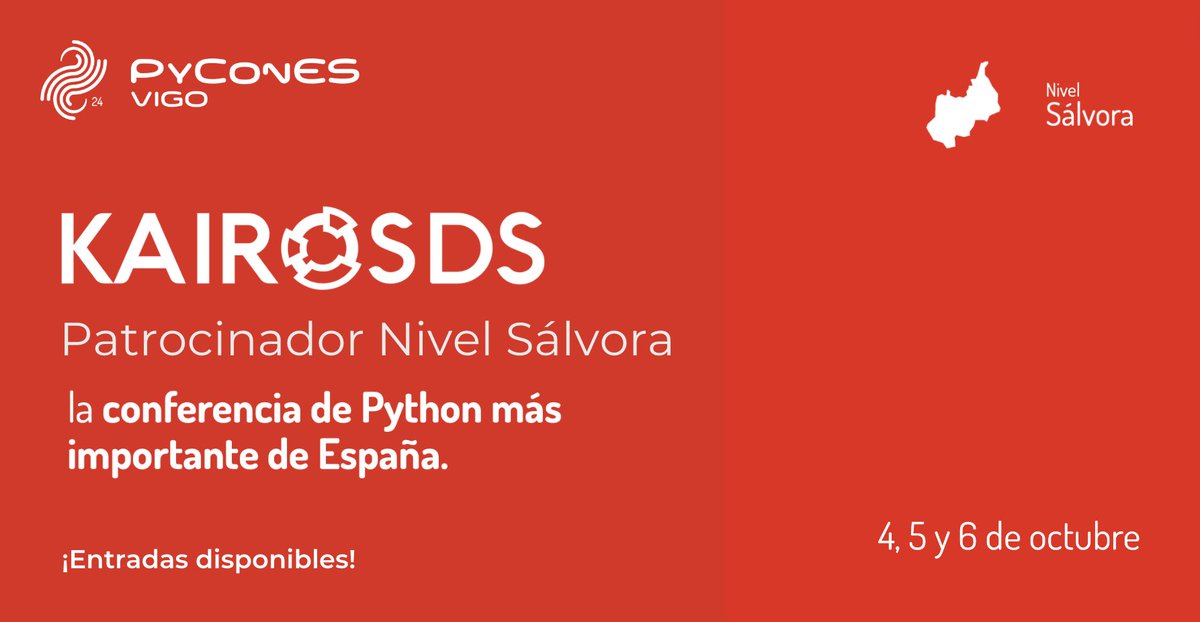 WeAreKairos_'s tweet photo. 💻 @PyConES, los días 4 y 5 de octubre en Vigo, ni más ni menos que la conferencia más importante de #Python en España en la que también estaremos como patrocinador. https://t.co/TZaczpCdTt
