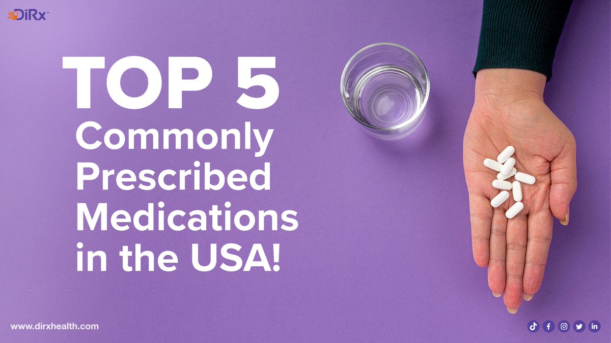 DirxHealth's tweet photo. Top 5 Commonly Prescribed Medications in the USA:

1. Levothyroxine - Hypothyroidism
2. Atorvastatin - Cholesterol
3. Lisinopril - Blood pressure
4. Metformin - Diabetes
5.Amlodipine - Blood pressure &amp; chest pain
Stay informed with DiRx

#Health #Medications #DiRx https://t.co/WXRrrabx4K