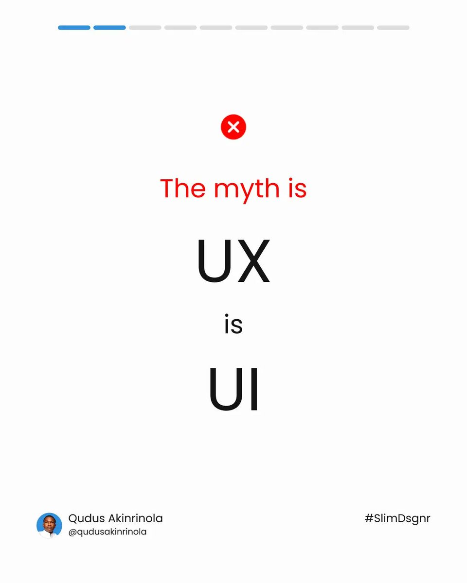 QudusAkinrinola's tweet photo. UI (User Interface)- Is the visual elements and design of a product that users interact with.
UX (User Experience)- Is the overall experience a user has with a product.
https://t.co/woCElsQe1o
#QudusAkinrinola #SlimDsgnr #uiux #uxdesign #uidesign #learnux #learnui #uiuxdesign https://t.co/QkpXUCMHsn