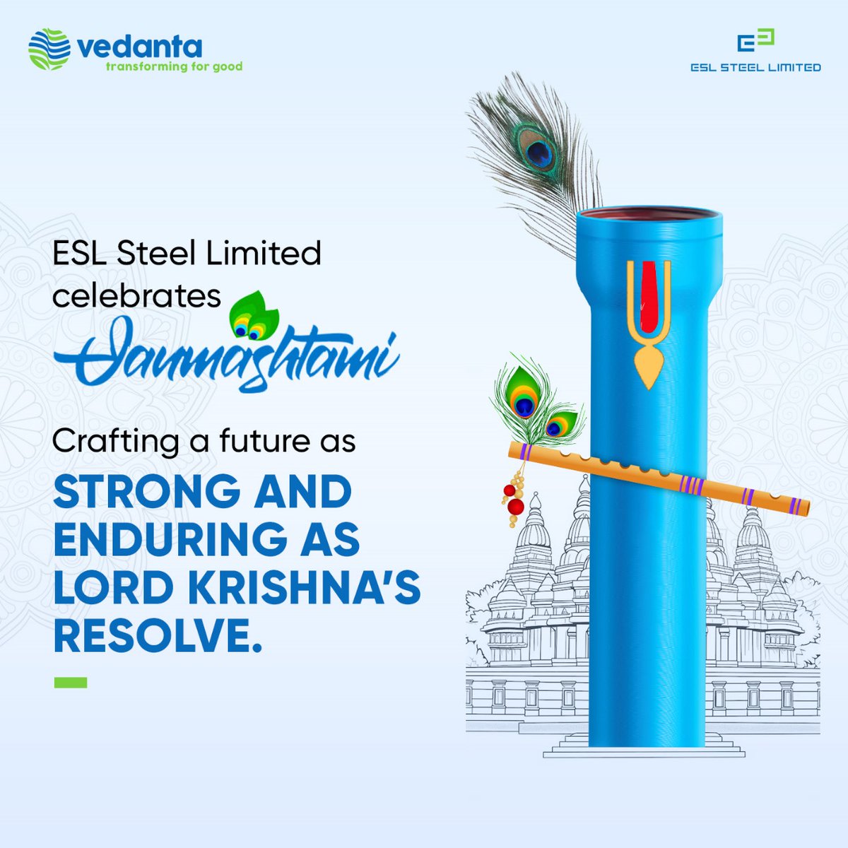 ESLSteelLimited's tweet photo. Happy Janmashtami from ESL Steel Limited! Just as Krishna’s legacy endures, our steel builds a future that lasts.
#Janmashtami #EnduringStrength #ESLCares #TransformingForGood https://t.co/ip8lmy0IzP