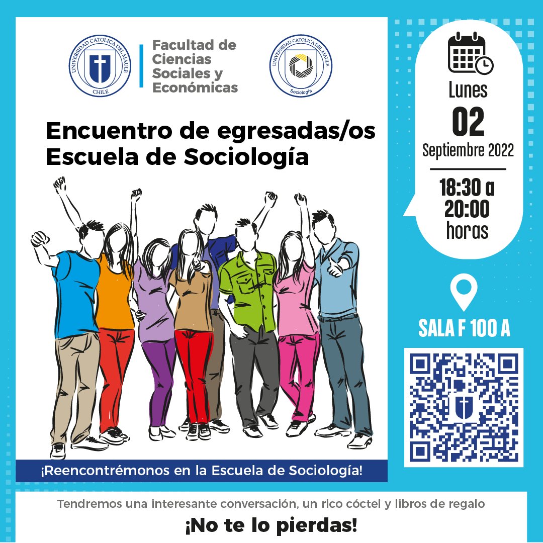 Queridas/os egresdas/os de #sociologiaucm , les esperamos el próximo lunes 02 de septiembre a las 18:30 horas para nuestro encuentro anual ❤️ ¿Qué les ofrecemos? Buena conversación, un tentempié y libros de regalo 😍 ¡Les esperamos!