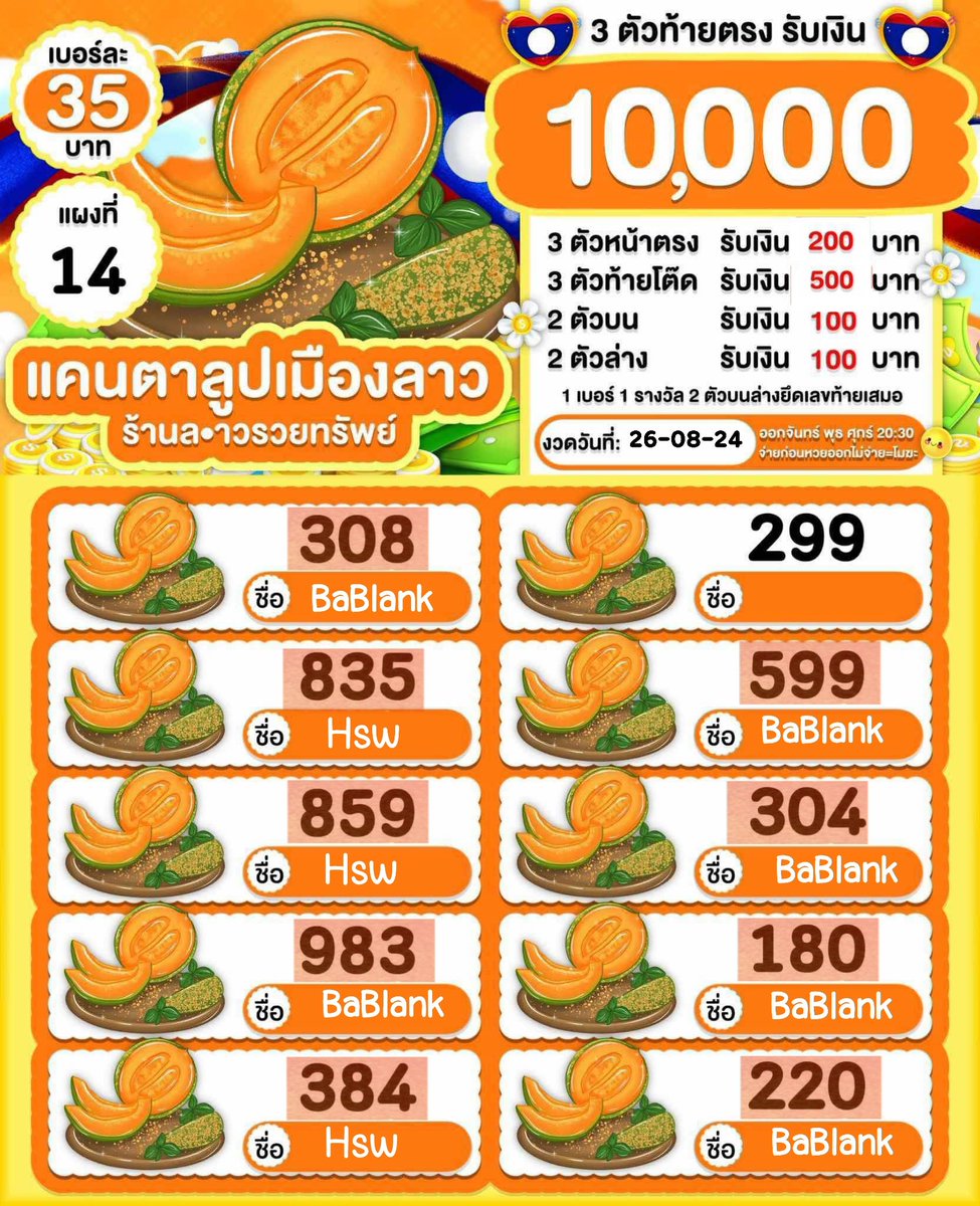 alissscoco's tweet photo. UP 18:36
🇱🇦หวยลาวพัฒนาคืนนี้ 26-08-24🇱🇦
💌1 เบอร์ 35฿
💌3/100฿
💌ลุ้น10,000+รางวัลอื่น
💌ปิด 20:00
#หวยงวดนี้ #หวยลาวพัฒนา #หวยออนไลน์ #หวยวันนี้ #ลาว #เลขเด็ด #หวยเด็ด #หวยลาว #หวยฮานอย #หวย #เลขเด็ดงวดนี้ #ฮานอย #หวยพี่สาว #หุ้น #หวยลาววันนี้ #หวยหุ้น #แบมแบมของขลัง #หวยวันนี้ https://t.co/5GCuYfRaBe