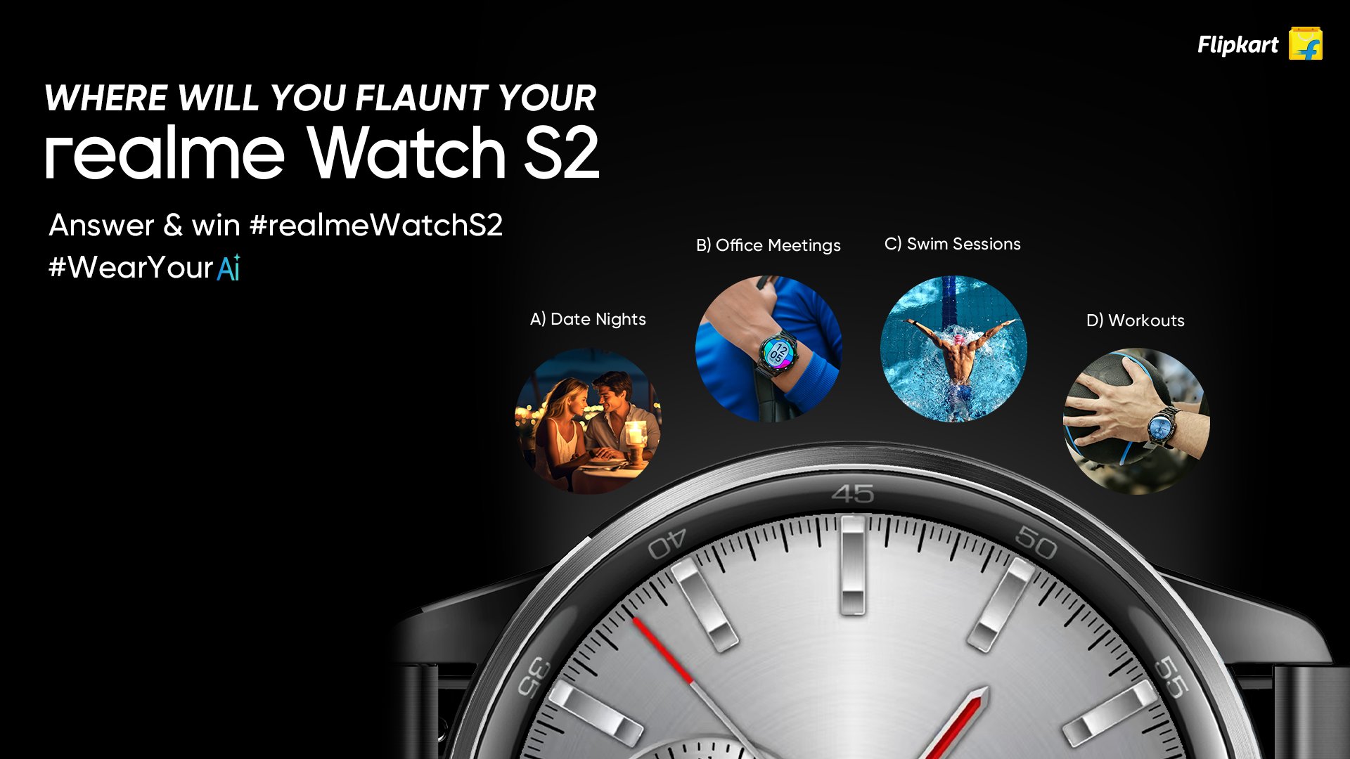 realme on X Where will you flaunt your realmeWatchS2 From date nights and boardroom meetings to poolside relaxation or gym sessions this watch is designed to shine. Comment your choice and win