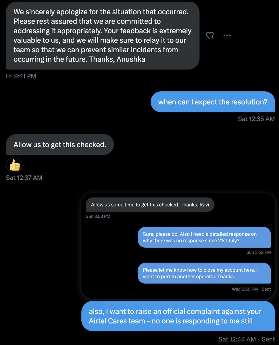 ashkr512's tweet photo. @airtelindia @Airtel_Presence this is your behaviour and attitude towards. customers? what is the TAT you follow? I've gotten no response, no help, nothing at all https://t.co/CNz0wRD6kJ