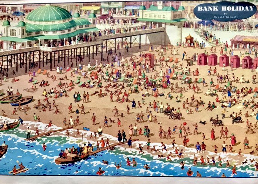 LBFlyawayhome's tweet image. Other work of the Ladybird artists 
‘Bank Holiday’ 1950

 Artist: Ronald Lampitt 
 (John Bull magazine)
