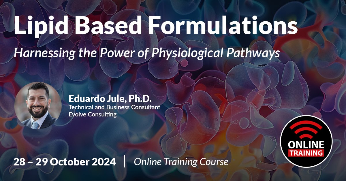 SymmetricPharma's tweet photo. Join Dr. Eduardo Jule for this 2-day course on lipid-based formulations. Explore how these formulations enhance oral bioavailability, reduce food effects, and minimize variability. The course covers fundamental principles, modified and targeted release mechanisms, and more. https://t.co/j3pWpgNGOX