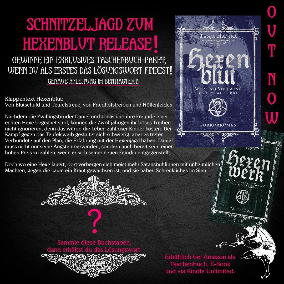 TanjaHanika's tweet photo. Drüben bei Insta startet eine coole Schnitzeljagd mit üppiger Buchbox als Gewinn.
Schaut gerne vorbei, wenn ihr möchtet. ✨🧹
#Hexenblut #hexenhorror #Hexengeschichten https://t.co/DnikTDH95I