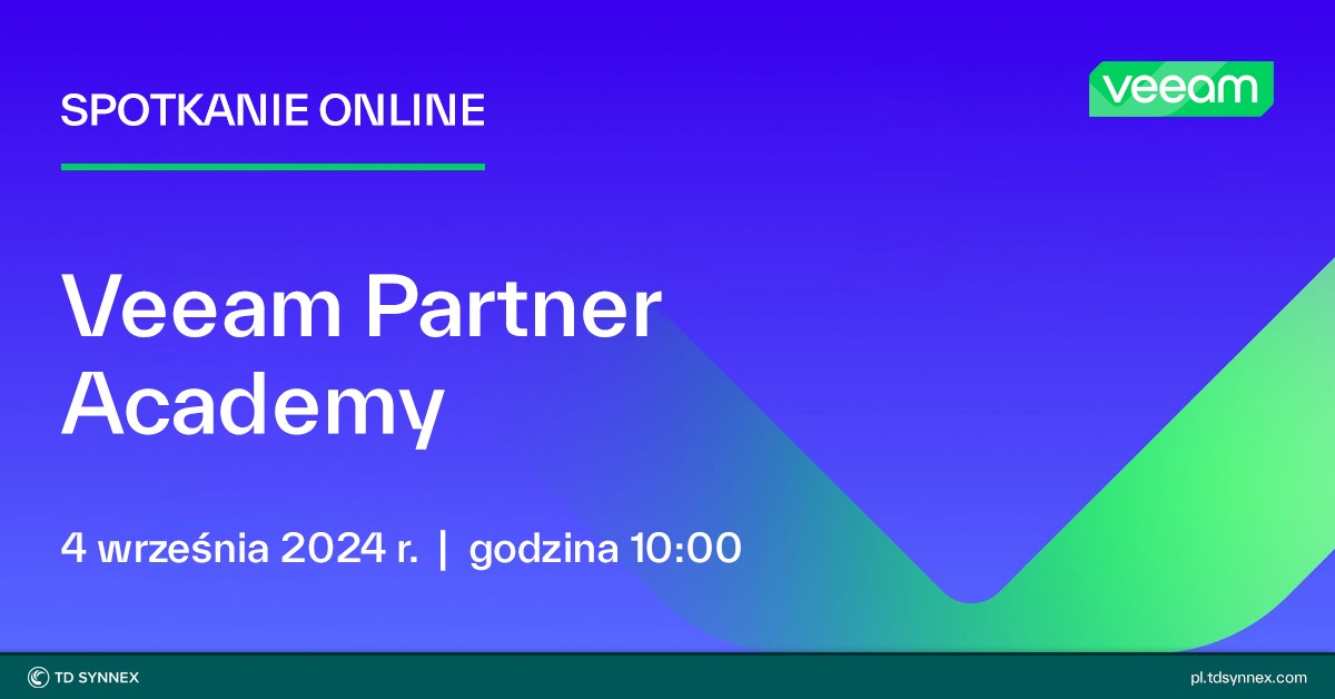 TDSYNNEXPL's tweet image. Zapraszamy na #VeeamPartnerAcademy 4.09.2024! 📅 Tematy: #VeeamDataPlatform,  #VeeamDataCloud, #NIS2, Training and Certyfications, #VeeamDataFreedom, Incumbency Policy, Marketing. 

Szczegóły 👉 ms.spr.ly/6012l2IlG

#Veeam #WydarzenieOnline #TDSYNNEXCloud
