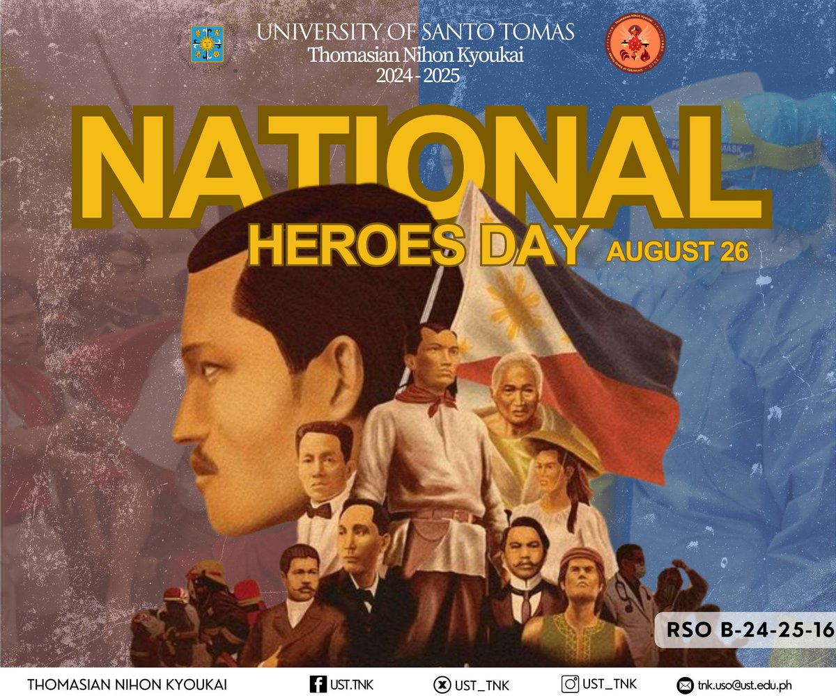 UST_TNK's tweet image. We give our greatest gratitude to our modern-day heroes — OFW, healthcare providers, farmers, fishers, teachers, soldiers, workers, journalists, and Filipino athletes. Happy National Heroes Day, Thomasians! 。◕‿‿◕。

This post was reviewed and approved by the adviser.