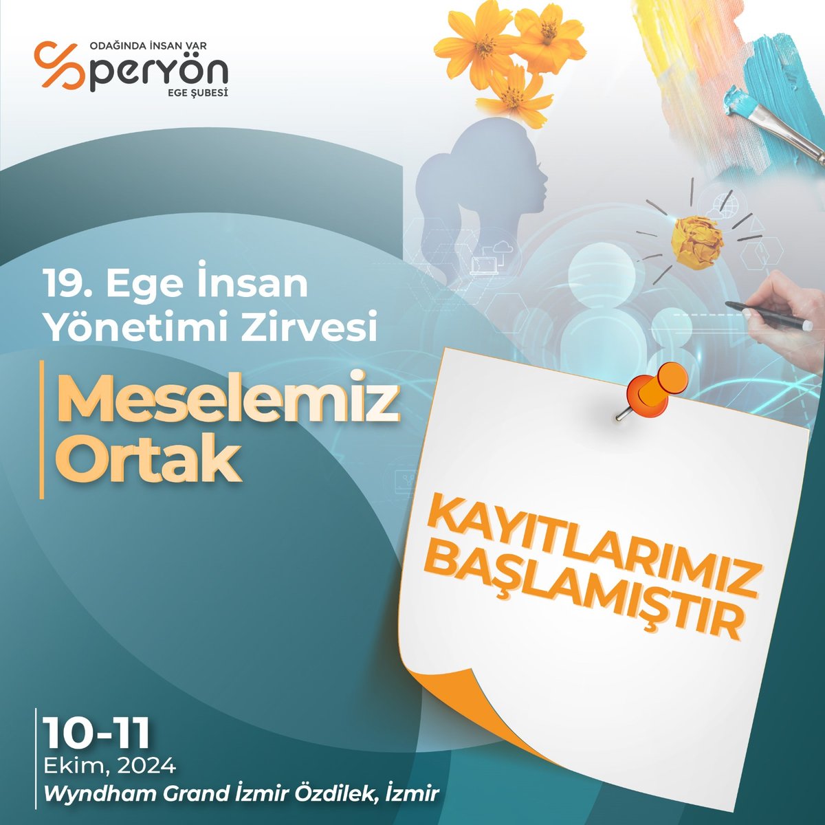 #MESELEMİZORTAK 10-11 Ekim'de farklı perspektifleri dinlemek için 19.Ege İnsan Yönetimi Zirvesinde buluşalım.
KAYIT FORMU🧡👇
form.jotform.com/242171809962967
