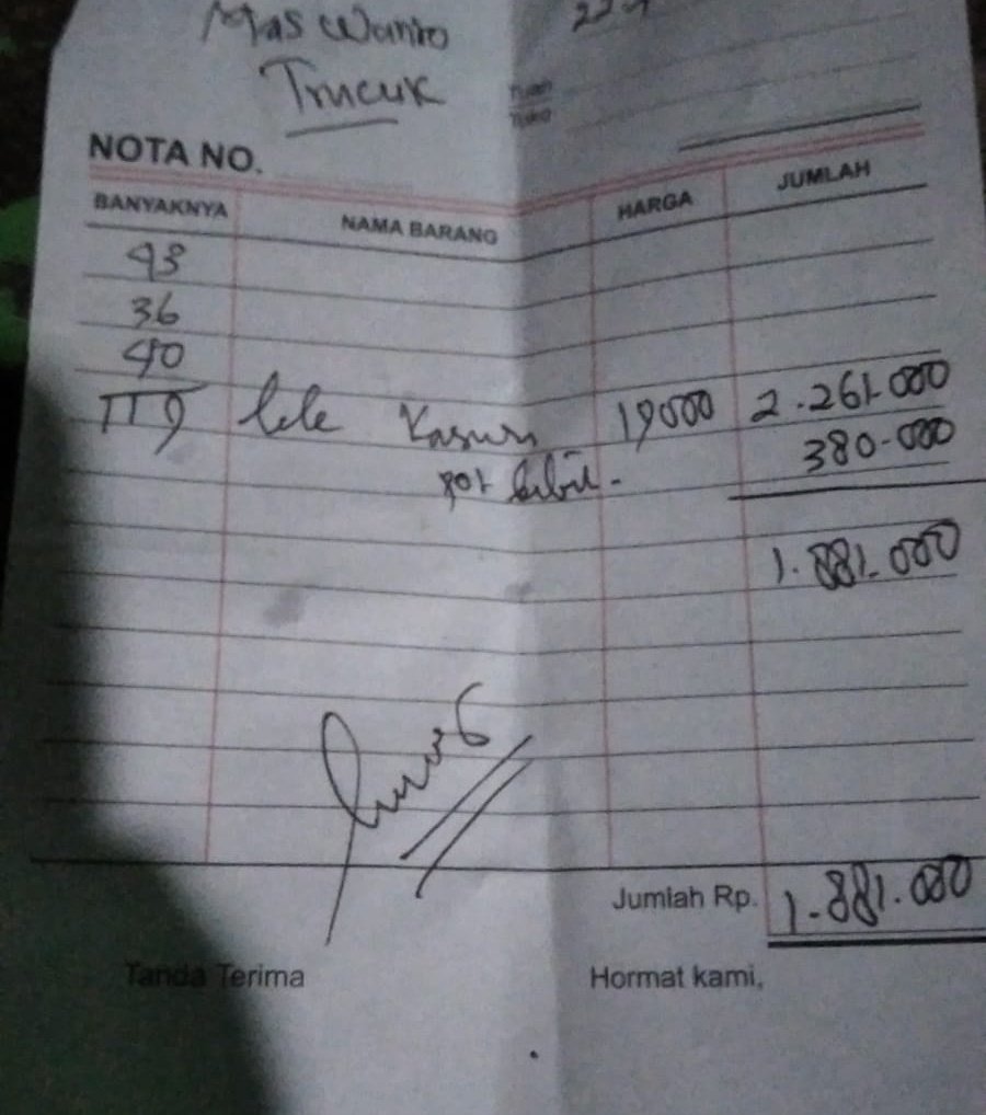 bett_alqi's tweet photo. Jumat (23/8), Baiti, Luhkan Bojonegoro, melaporkan #panen Lele di Sdr. Nirya (Ds. Mori), teknologi sederhana, sebanyak 119 kg, kolam terpal luas 16 m², size 6 - 10 ek/kg, harga Rp. 19.000/kg
#GiatLuhkanSatminkalBWI
#Bnegoro 
@pusluhkp
@bppsdm_bp3bwi https://t.co/FihNrLfHwM