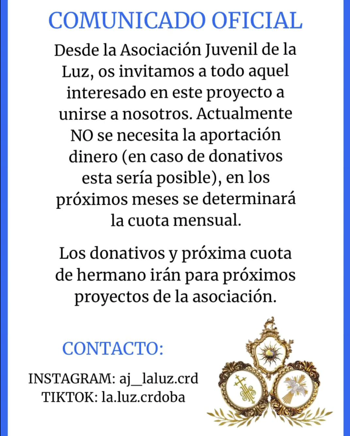 Nueva Asociación Juvenil en Córdoba busca establecerse en la zona de San Lorenzo o el centro con la intención de convertirse en Hermandad