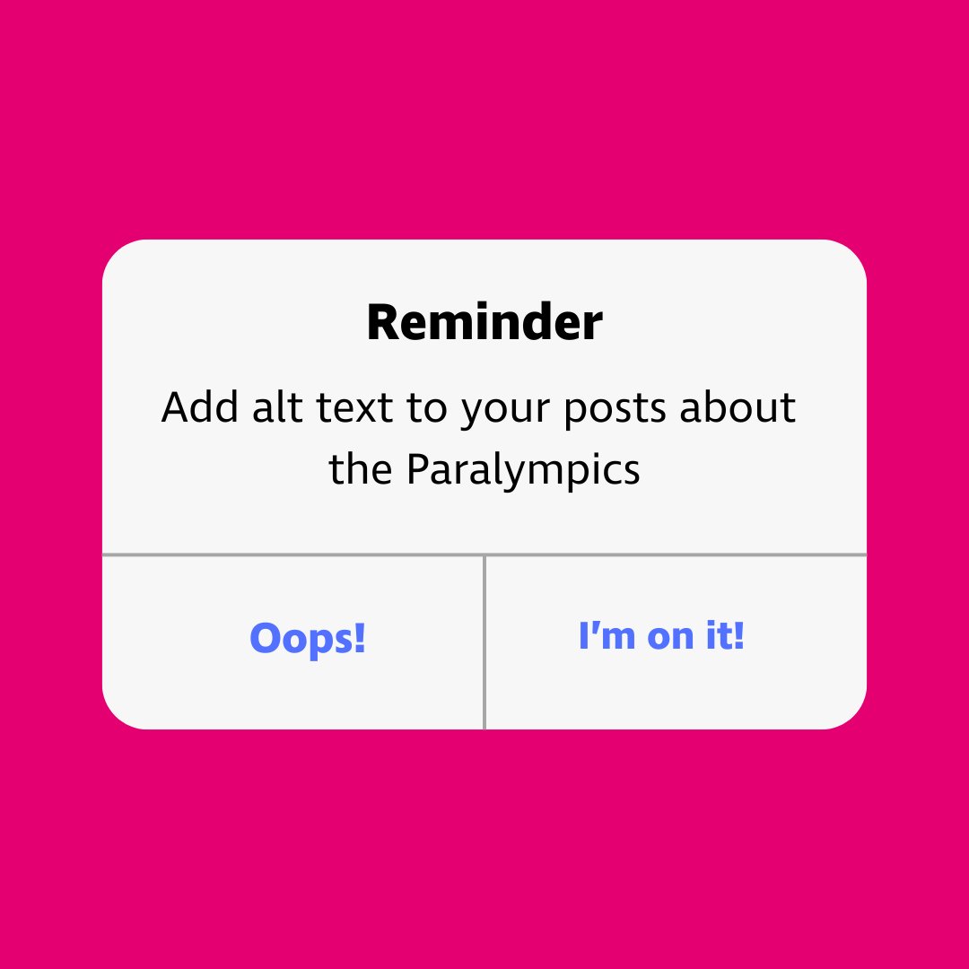 With just a few adaptations we can compete on the global stage, and with just a few adaptations we can enjoy and engage with your posts!

There’s still time to learn how to make your posts accessible in time for the Paralympics, here: bit.ly/4cw04zS