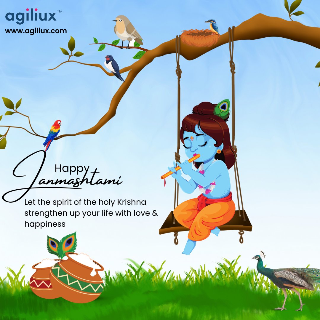 Let’s celebrate the birth of the one who enchants with his flute and blesses with his grace. Agiliux wishes you a joyous Krishna Janmashtami filled with love and devotion. 🦚💫

#Janmashtami #JaiShriKrishna #krishna #krishnajanmashtami2024