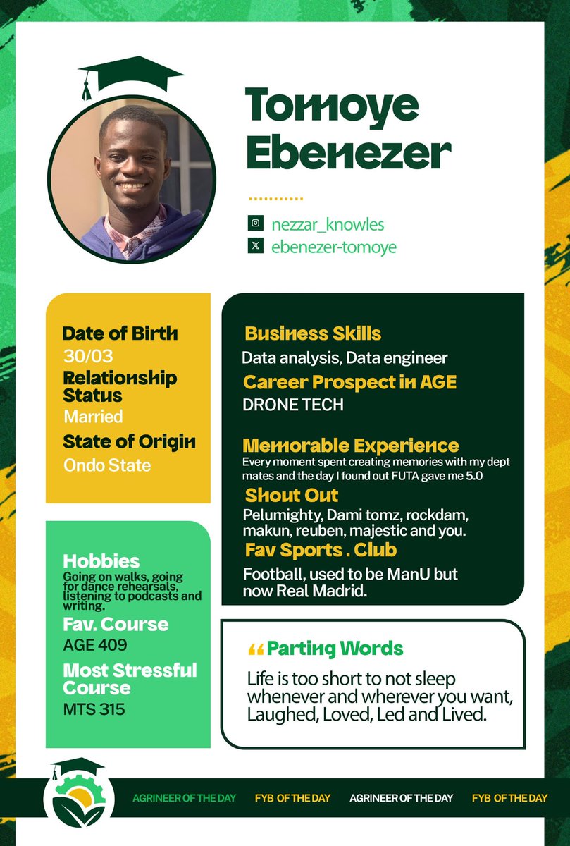 age_class23's tweet photo. Meet Tomoye Ebenezer, popularly known as "Sleeping Beauty" 😂😂😂. @ebenezer_tomoye
 
 As a dedicated data analyst and engineer, Ebenezer has a keen interest in drone technology and is always eager to explore new innovations. https://t.co/mS55s4r5g3