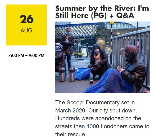 Under One Sky (@under_1_sky) on Twitter photo In London with no plans tonight? Join us for a free screening of I’M STILL HERE + Q&A at the Scoop (7pm start). What is left when the systems set up to support us fail? Us…the community. Hope can be found in the darkest places. <a href="/LDNBridgeCity/">London Bridge City</a> #london #community #film #impact In London with no plans tonight? Join us for a free screening of I’M STILL HERE + Q&A at the Scoop (7pm start). What is left when the systems set up to support us fail? Us…the community. Hope can be found in the darkest places. <a href="/LDNBridgeCity/">London Bridge City</a> #london #community #film #impact