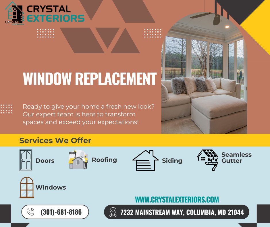 crystalexterior's tweet photo. Is it time to replace those old, drafty windows? 🏡 Experience the difference with our top-notch #windowreplacementservices! 🌟https://t.co/BLqwAh2r9V
Don’t wait—give your home the upgrade it deserves! Contact us today. 📞✨

#crystalexteriors #columbia #md #DCMetroArea https://t.co/zJ3JVimgIY