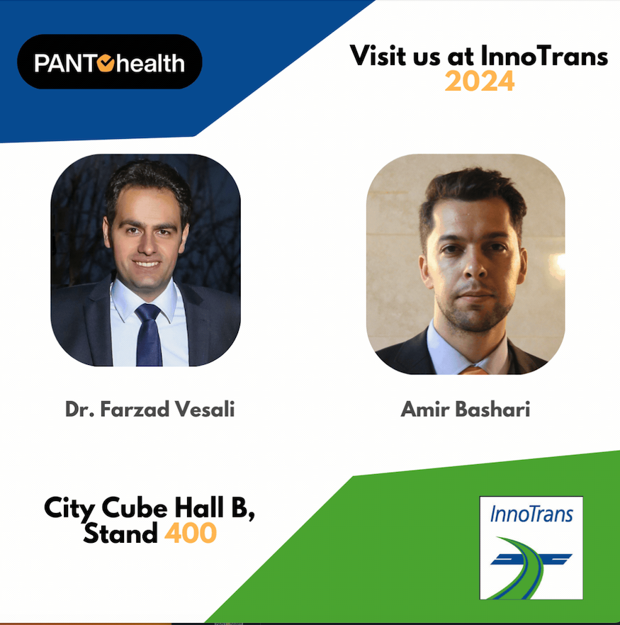 Join us at InnoTrans 2024 in Hall 22, Stand 400! 🚀 See a live demo of our real-time pantograph setup. Meet CEO Dr. Farzad Vesali &amp; CPO Amir Bashari to discuss your needs. #InnoTrans #PANTOhealth #RailwayInnovation