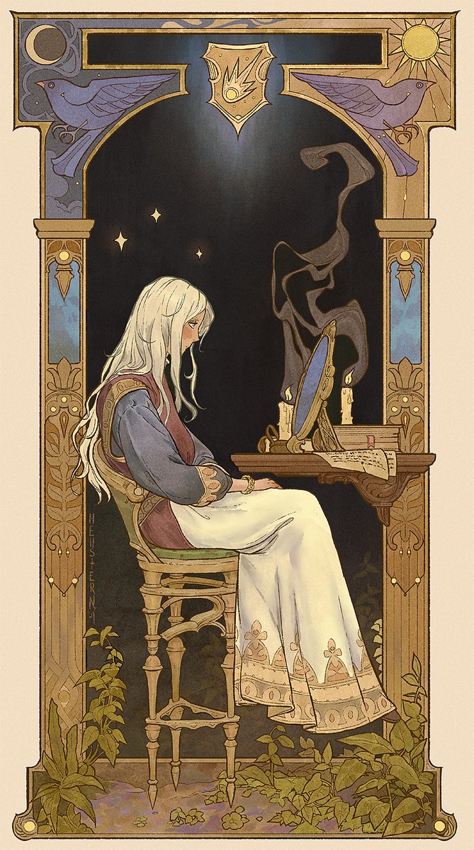 _Hellstern_'s tweet image. Evening of September. I tried to sort out the value right, but now i think it could be less decorative. Bilibin inspired.