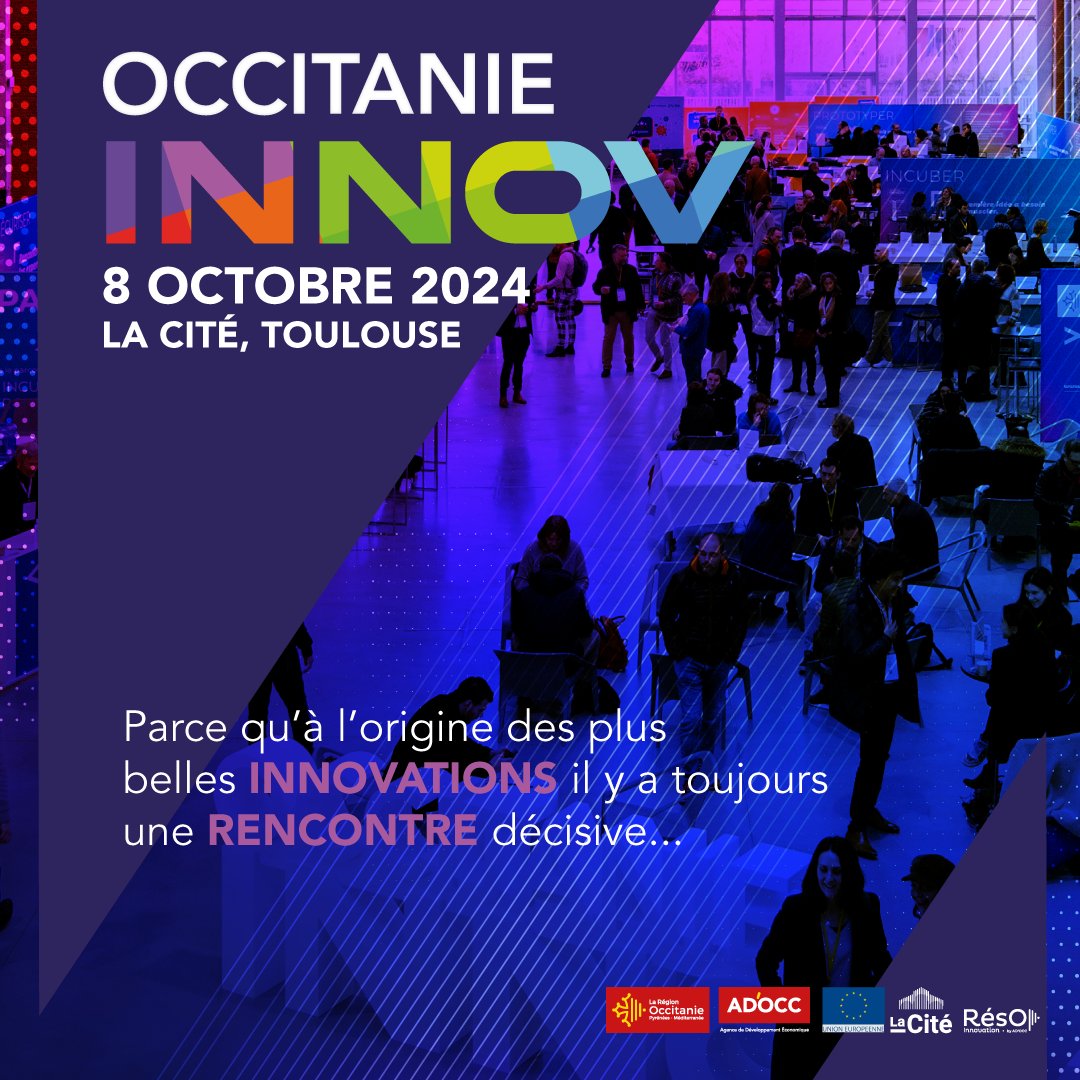 Entreprises, porteurs de projets, réservez le 8 octobre prochain à @LaCité_eu à #Toulouse
Participez à Occitanie Innov pour :
➡️Échanger avec des entreprises innovantes
➡️Participer à des conférences inspirantes 
➡️Rencontrer des experts

inscriptions 👉 ow.ly/znX350Sn0AN