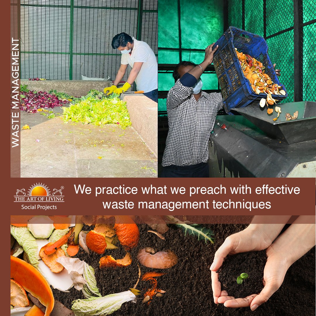 artofliving_sp's tweet photo. This is why @BangaloreAShram is sustainable
1. All waste is segregated into wet &amp; dry waste
2. Waste cotton is recycle
3. Food waste is turned to fuel
4. Dry and green waste is turned into black gold
5. Cow dung is used to grow food &amp; generate energy
6. Going towards clean energy https://t.co/RC9G4OF7nT