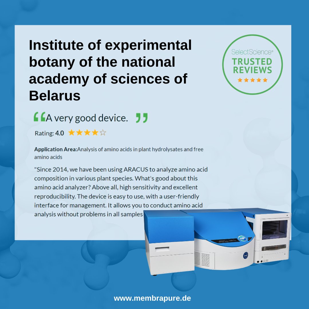membra_pure's tweet image. 🌟 Kicking off the last week of August with our (how could it be otherwise?) Review Monday! 📊✨

Feel free to write your own review 💬

#SelectScience #review #testimonial #aminoacidanalyzer #ARACUS #madeingermany #membrapure @selectscience