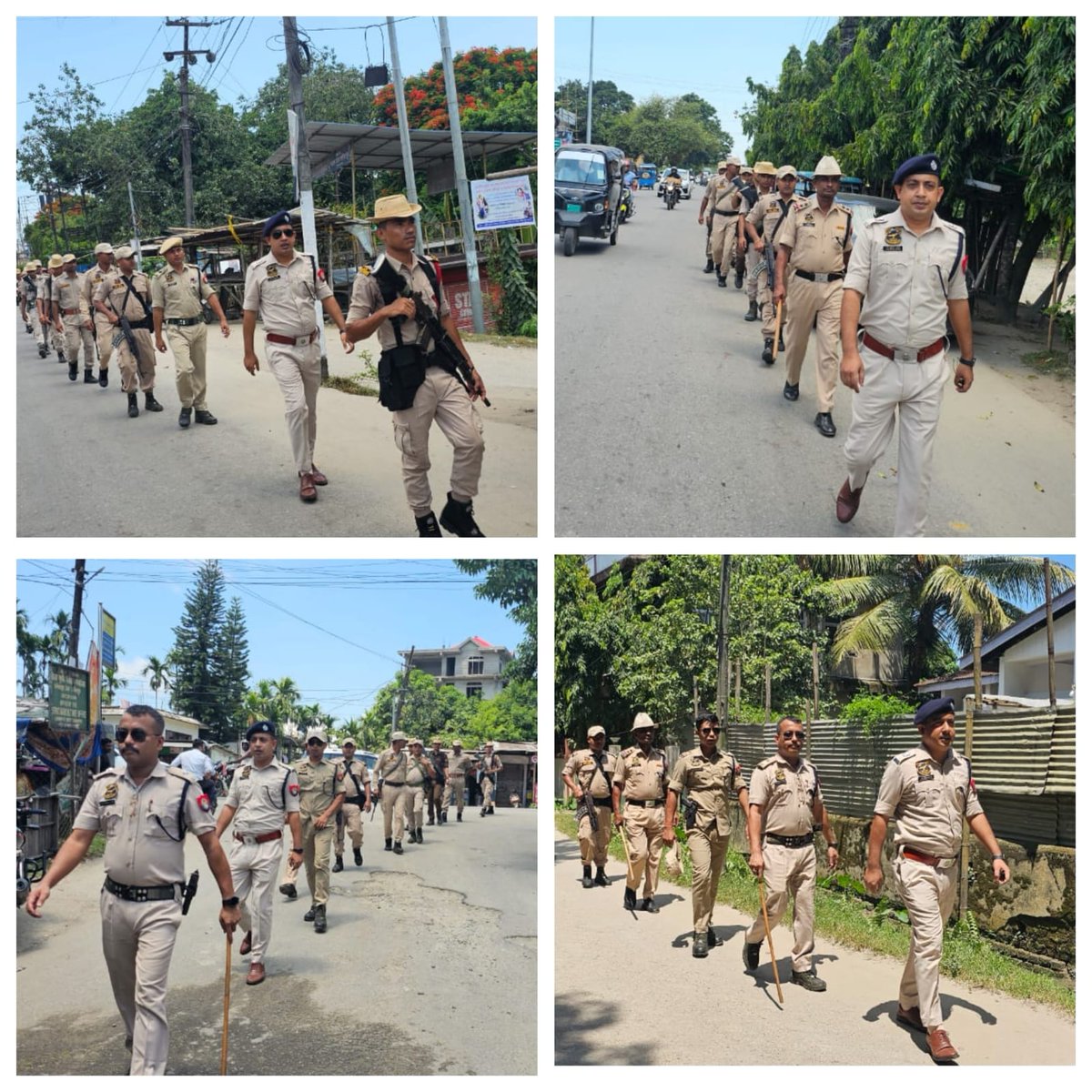 lakhimpurpolice's tweet photo. Foot patrolling and area domination being carried out throughout Lakhimpur district to maintain law &amp; order situation
#জনহিতজনসেৱাৰ্থে
@CMOfficeAssam 
@himantabiswa 
@DGPAssamPolice 
@gpsinghips 
@assampolice https://t.co/vmmQ3nvUrg