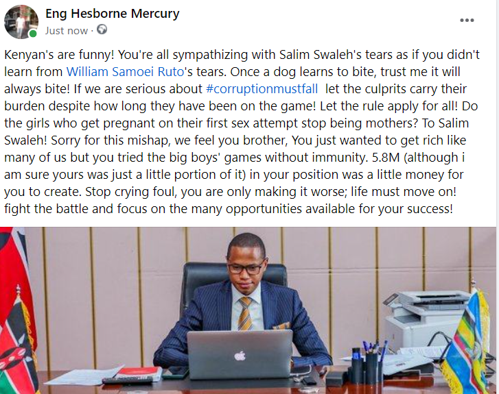 hesbornemerc7's tweet photo. Salim Swaleh atupatie paybill tumchangie, its so unfortunate for him to lose such a high job because of greed! #Corruption https://t.co/yUl9bi8IFP