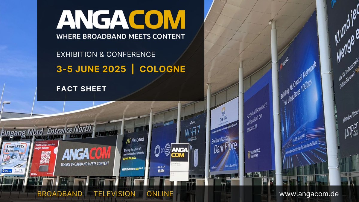 #ANGACOM 2025 (3-5 June, Cologne/Germany) releases new fact sheet with fantastic C-level statements from the broadband and media industry as well as the event's key figures: angacom.de/fileadmin/Uplo…
The exhibitor registration for 2025 is already open: angacom.de/en/exhibitors/…