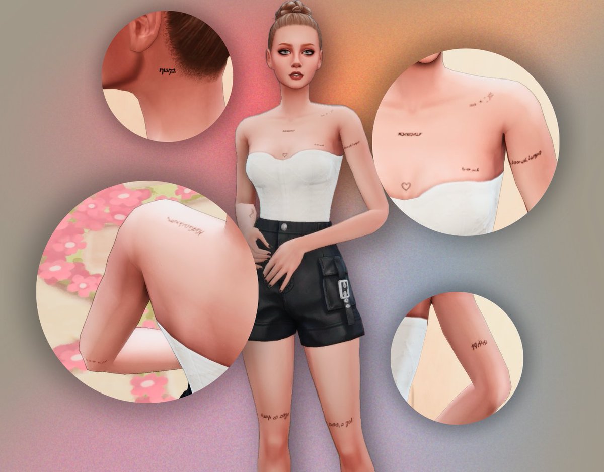 SnootysimsO's tweet photo. Check out this Minimalist Dainty Tattoo Set by yours truly! ♥ 
Yes, it's FREE! 😉 #TheSims4 https://t.co/Ns90db6Ayq