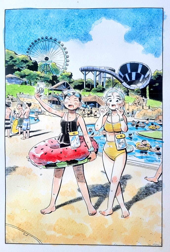 ひらやすみ」最新話の扉絵に色を塗ってみました。 夏休みももうすぐ