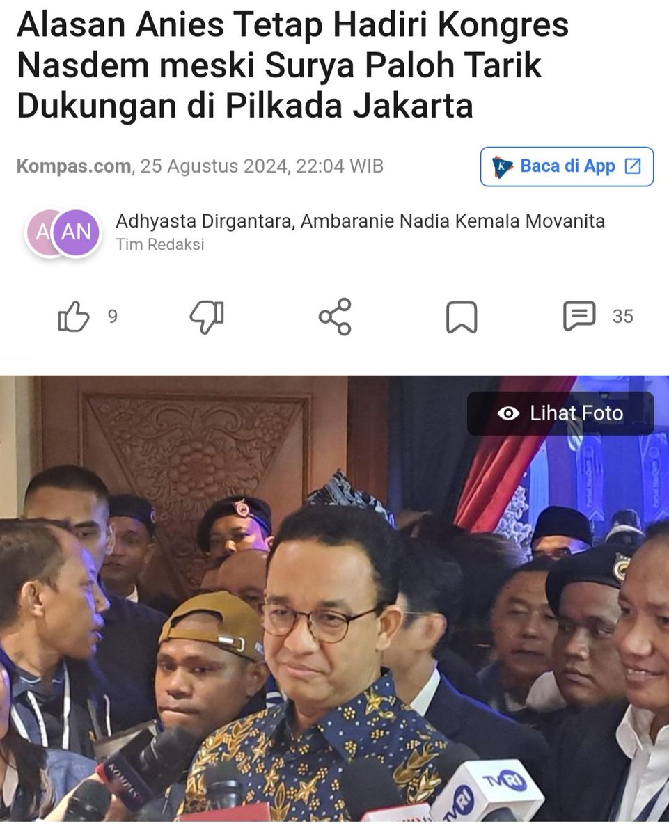 Dalam hari yang sama, pagi ke DPD PDIP Jakarta, sore ke Kongres Nasdem

Orang ini emang ga bisa dipegang komitmennya