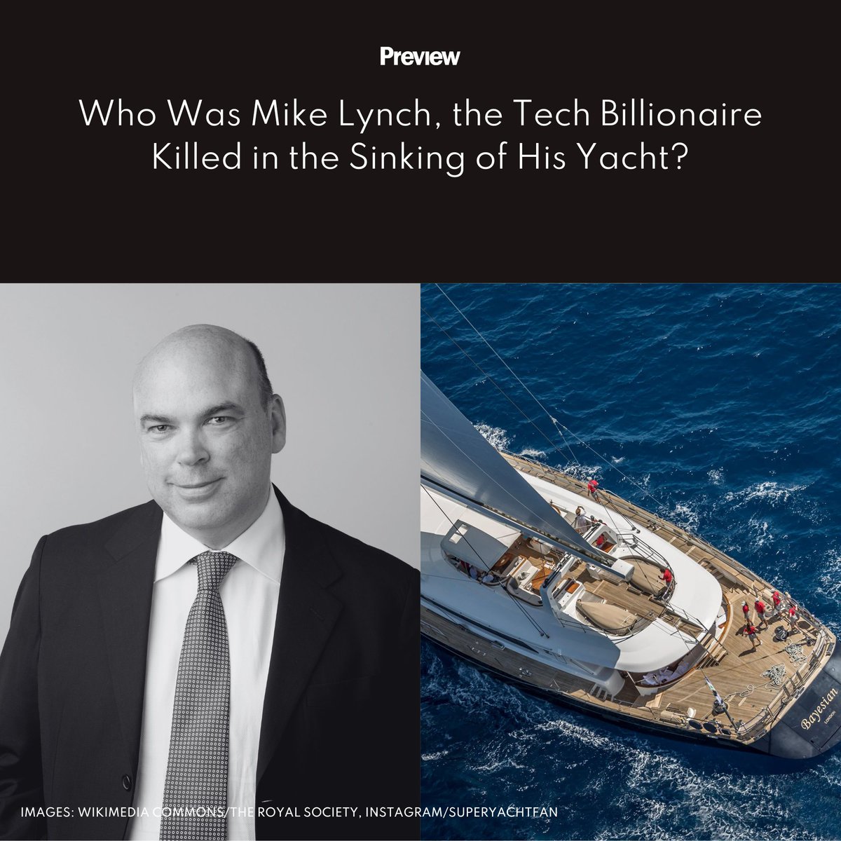 previewph's tweet image. Tech billionaire #MikeLynch, often referred to as &quot;Britain&apos;s Bill Gates,&quot; tragically died when his superyacht, the Bayesian, sank in Sicilian waters following a violent storm. Learn more about the late tycoon here: preview.ph/culture/who-is…