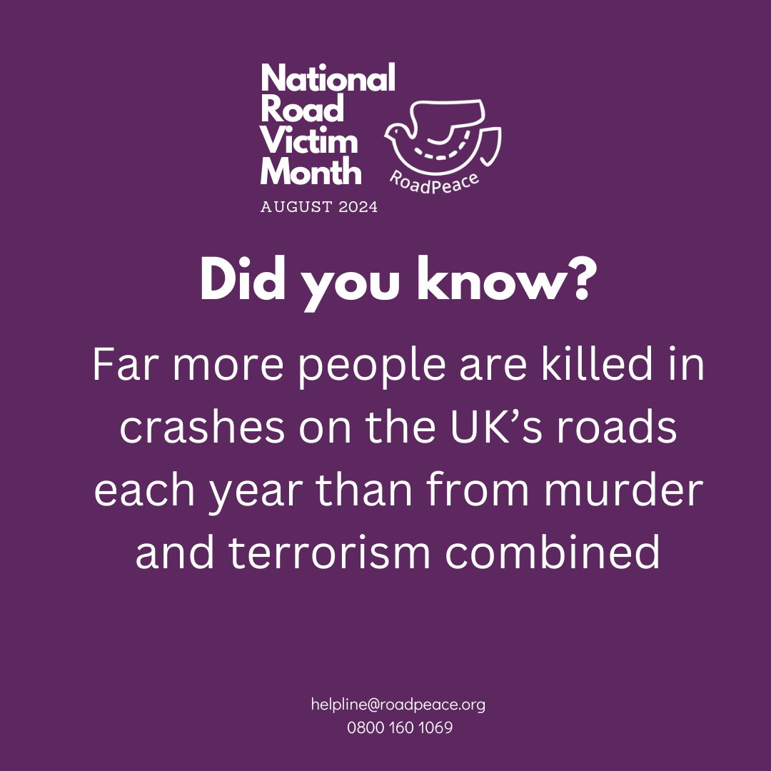 In 2022 alone, 1,766 people were reported killed and 141,560 people were reported injured in collisions on UK roads.

#RoadVictimMonth #VictimsVoice <a href="/RoadPeace/">RoadPeace</a>