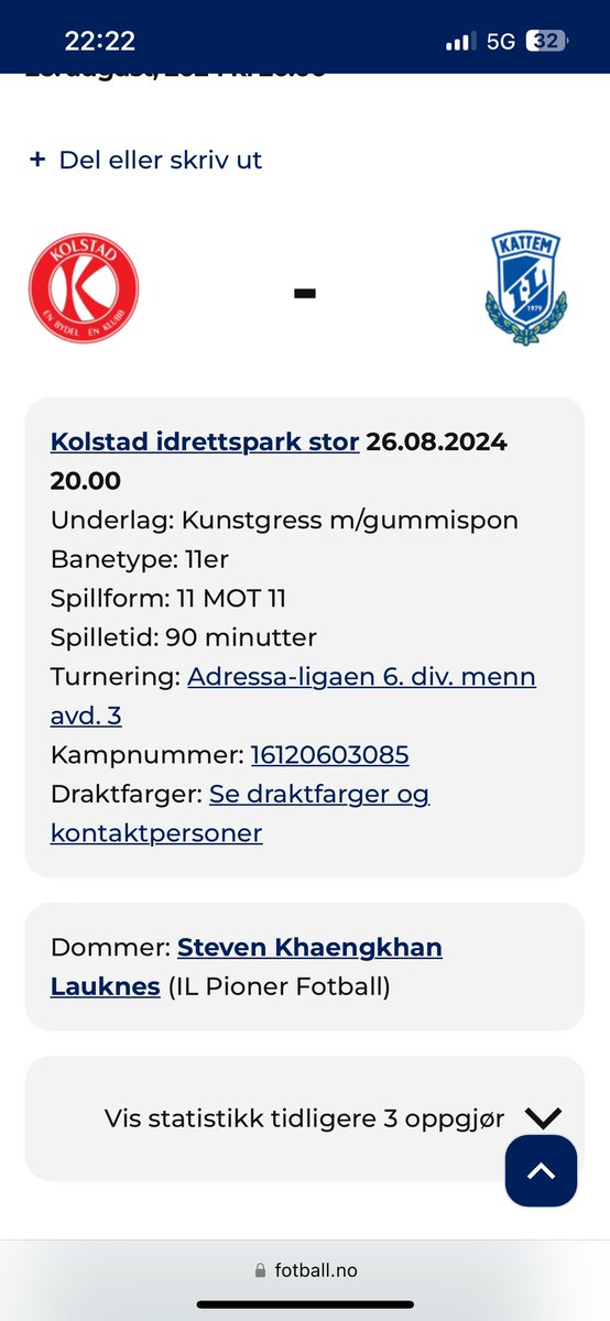 GAMEDAY! ⚽️🔴 Lokaloppgjør
🏆 Adressa-ligaen 6.div.menn avd. 3
🆚 @Kattem
🏟 Parken
⏰ 20.00
⛅️ Lettskyet &amp; 14 grader
🌭 Gratis inngang &amp; mulig kioskutsalg
🎤 Usikker pauseunderholdning 
📱 kolstadfotball
«Vi bryr oss, én bydel - én klubb»
#breddefotball #6divisjon #tfotball