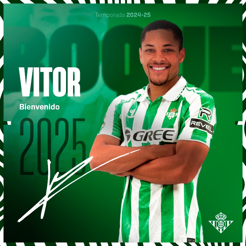RealBetis's tweet photo. 📣 OFICIAL | El #RealBetis y el @FCBarcelona acuerdan la cesión de Vitor Roque ✍✅

¡Bienvenido al Villamarín! 🐯💚