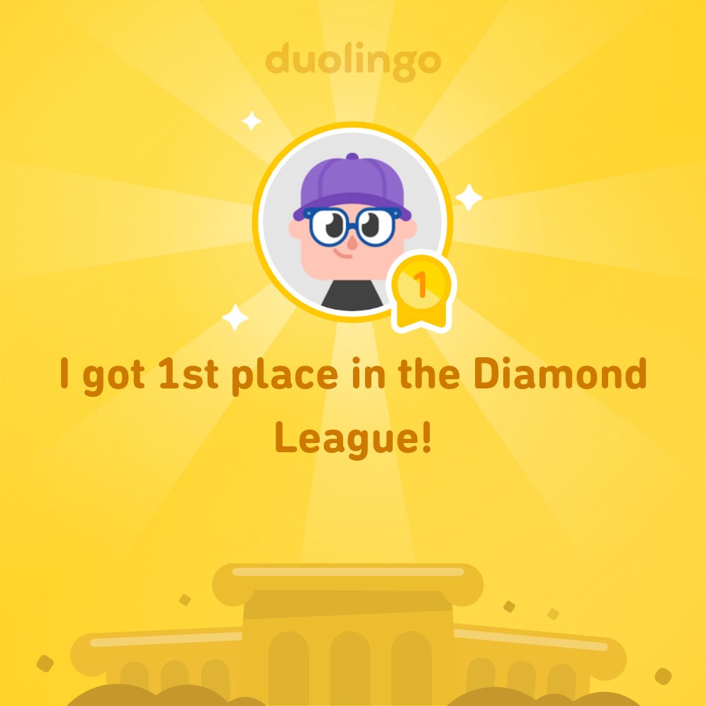 arfc88_89's tweet photo. I finished 1st place in Diamond League on @Duolingo! https://t.co/fvzGzGpBmT