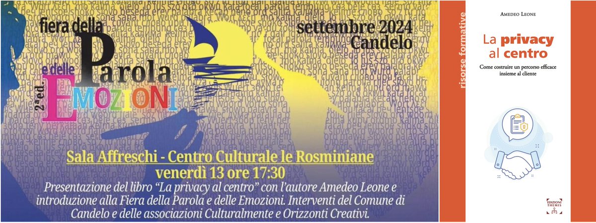 13 settembre #SaveTheDate: incontro con Amedeo Leone, autore del volume "La privacy al centro".