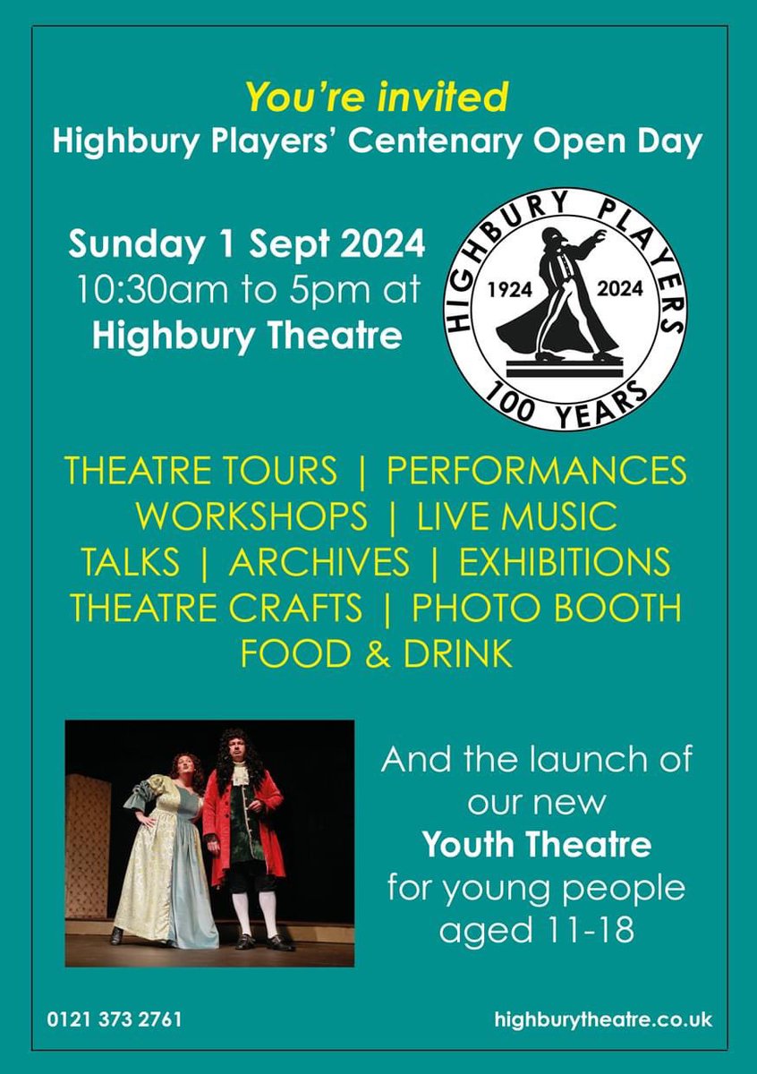 🎭 THIS WEEKEND 🎭

Join us at Highbury Theatre on 1 Sept for a day of theatre tours, activities, talks and workshops for theatre-goers of all ages, and discover the magic that happens behind the scenes. We’re also launching our new youth theatre at 1pm

highburytheatre.co.uk/event/hp-100th…