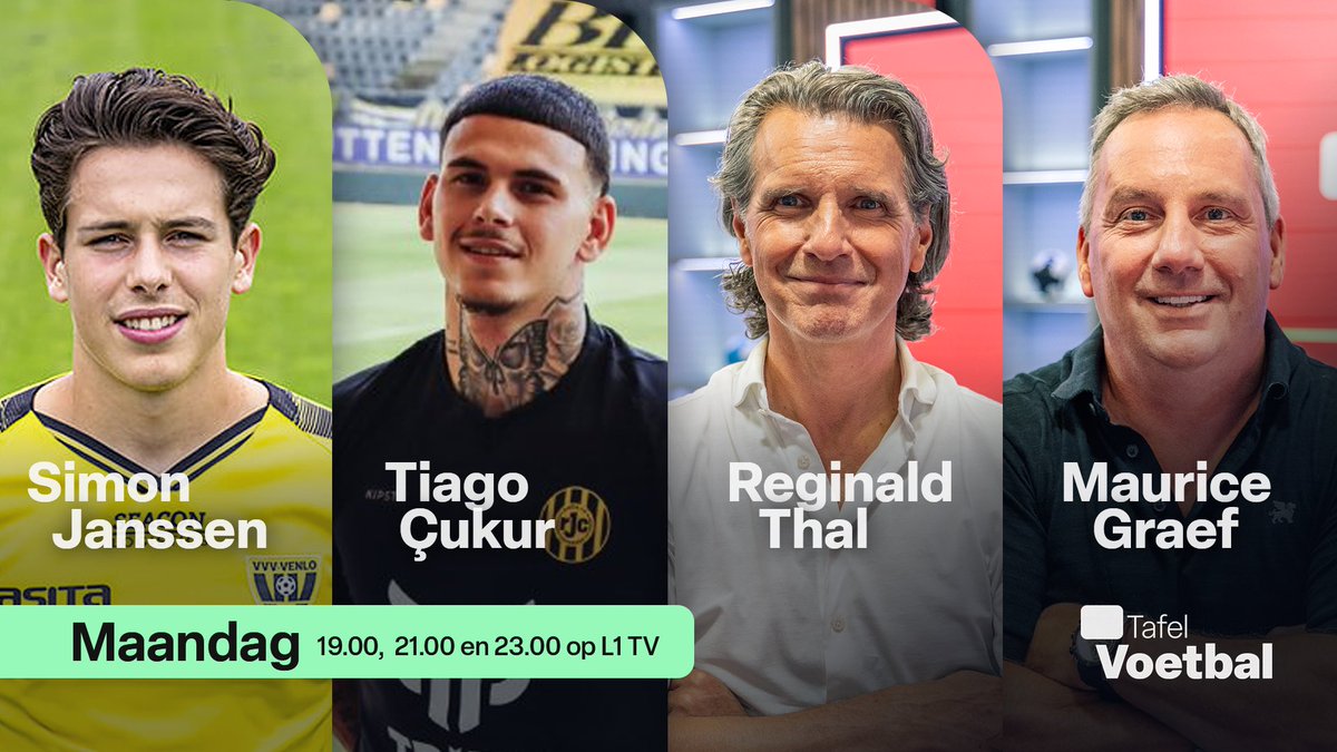 Sem Caelen (@semcaelen) on Twitter photo Tafel Voetbal vanavond vooral in het teken van VVV-Venlo - Roda JC, met Simon Janssen en Tiago Çukur te gast, geflankeerd door de huisanalisten <a href="/ReginaldThal196/">Reginald Thal</a> en <a href="/MauriceGraef/">Maurice Graef</a>. 19:00 uur op #L1 TV! #VVVVenlo #RodaJC #VVVROD Tafel Voetbal vanavond vooral in het teken van VVV-Venlo - Roda JC, met Simon Janssen en Tiago Çukur te gast, geflankeerd door de huisanalisten <a href="/ReginaldThal196/">Reginald Thal</a> en <a href="/MauriceGraef/">Maurice Graef</a>. 19:00 uur op #L1 TV! #VVVVenlo #RodaJC #VVVROD