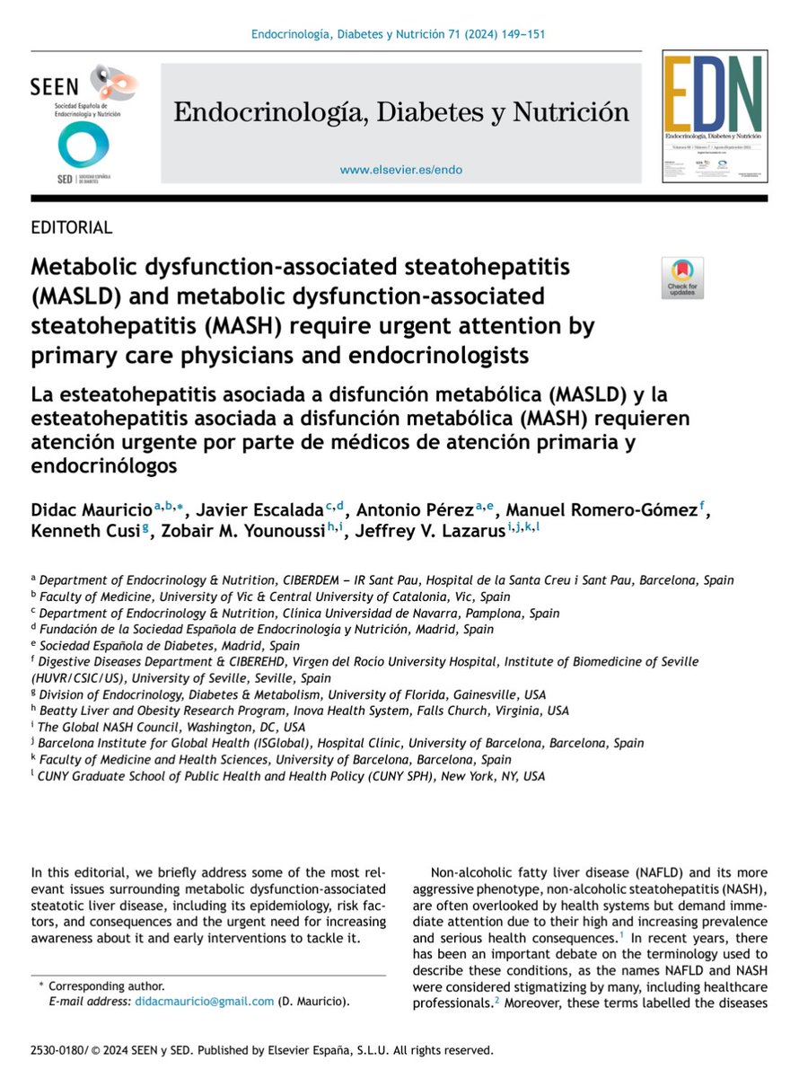 MASLD and MASH require urgent attention by primary care physicians and endocrinologists.
pubmed.ncbi.nlm.nih.gov/38735676/