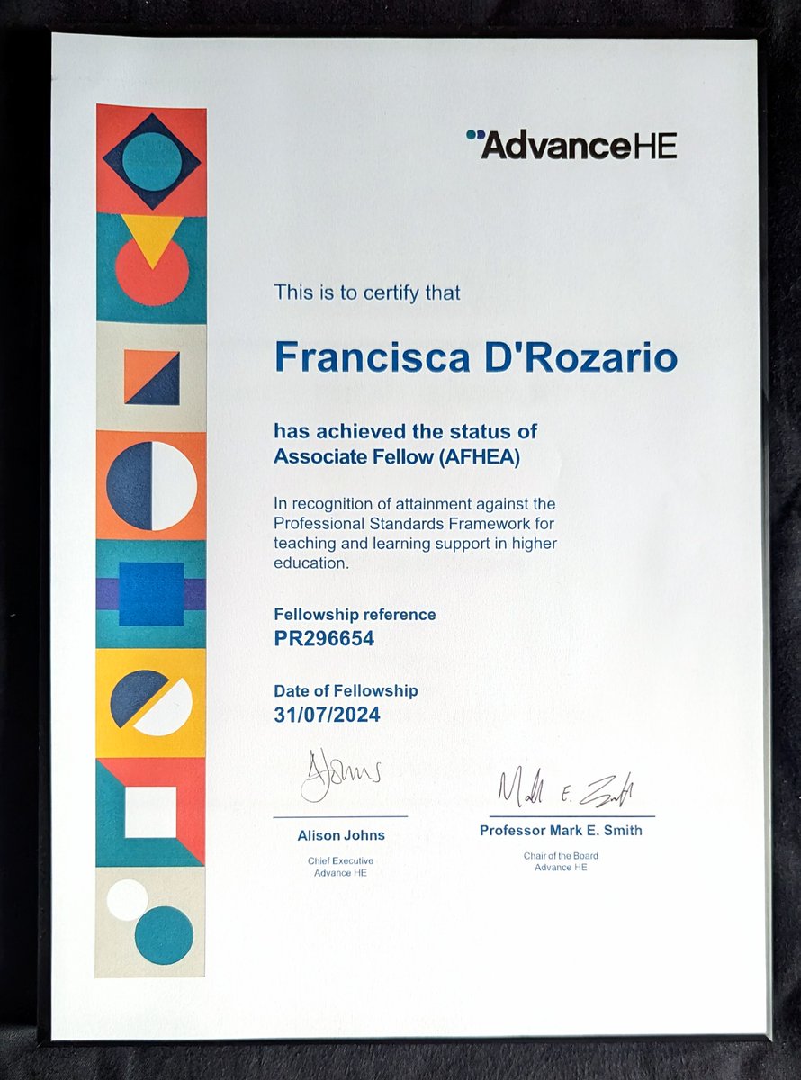 fransay_'s tweet photo. I'm excited to finally be an Associate Fellow of the Higher Education Academy (@AdvanceHE)! I'm ever grateful to Maeve Pearson, Lucy Turner-Voakes and Bryan Radley for their brilliant guidance and support. Thank you @UniOfYork for yet another great opportunity! https://t.co/AKPmEr7Yvf