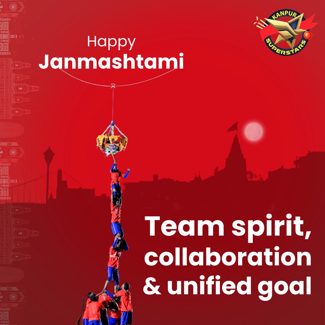 KnpurSuperstars's tweet image. Team Kanpur Superstars wishes everyone Happy Janmashtami! Stay focused, stay united!  

#commongoal #teamspirit #unity #unityindiversity #festivevibes