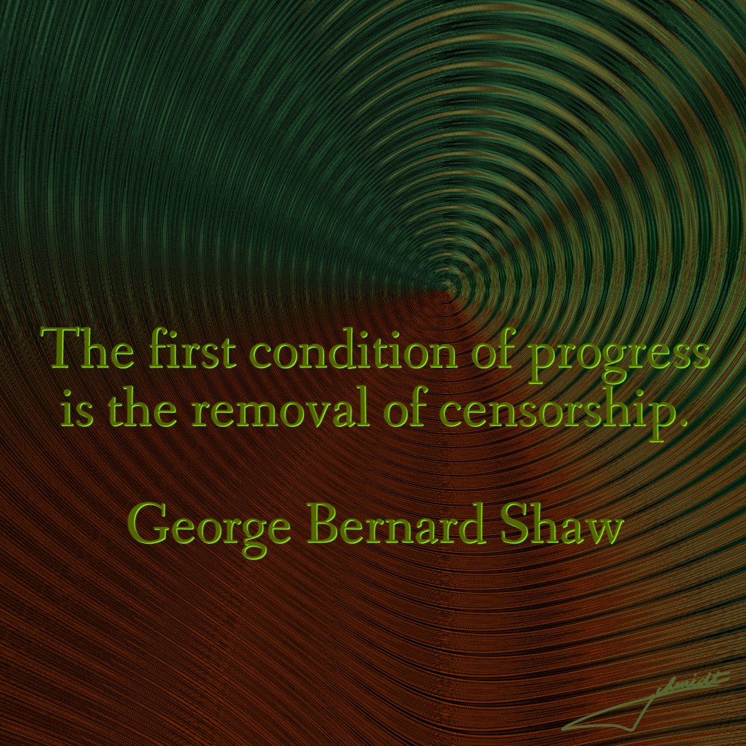 #GeorgeBernardShaw &amp; #Me

My cool geometric art paired with thoughts about #censorship from a notable #Irish playwright &amp; political activist.

#Art #Artist #DigitalArt #Green #Quote #Quotes #ArtOfTheDay #MakeXBeautiful #MakeXitterBeautiful #MakeTwitterBeautiful #CollectivismKills