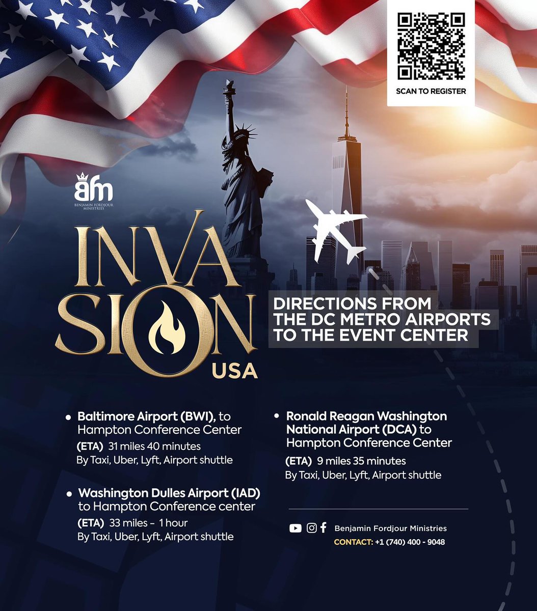 BFMinistries_'s tweet photo. EXCITING NEWS ! UNITED STATES OF AMERICA 📷
Don’t be caught snoozing, align your plans and get ready to elevate your faith to another level at #InvasionUSA.
Have you got questions? Stress no more, we’ve got you covered. https://t.co/bBbitJK7if