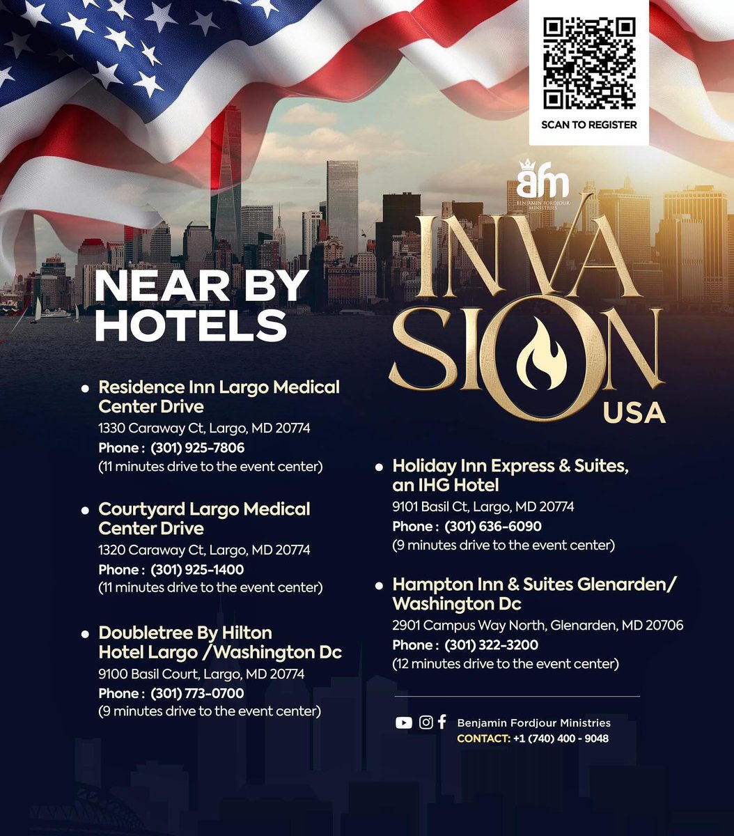 BFMinistries_'s tweet photo. EXCITING NEWS ! UNITED STATES OF AMERICA 📷
Don’t be caught snoozing, align your plans and get ready to elevate your faith to another level at #InvasionUSA.
Have you got questions? Stress no more, we’ve got you covered. https://t.co/bBbitJK7if