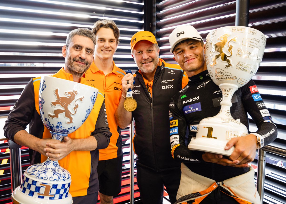 McLarenF1's tweet photo. A couple more 🏆 to bring home to MTC. 🧡

#DutchGP🇳🇱 https://t.co/Bd29jCE9wb