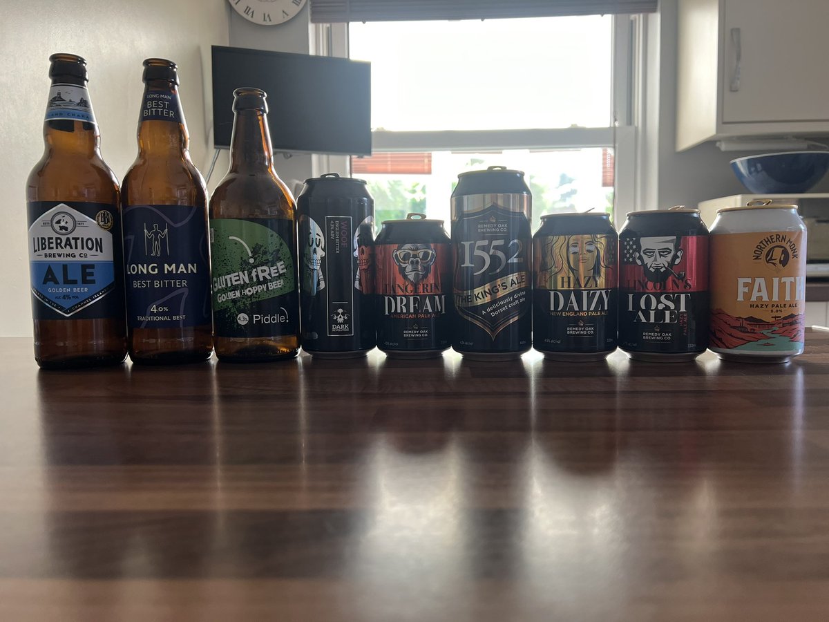paulip2's tweet photo. Last nights libations in order of consumption @longmanbrewery @Piddlebrew @darkrevbeer , others not on X ? https://t.co/eIN8bi6kLn