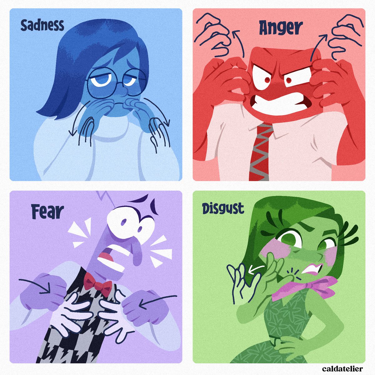 caldatelier's tweet image. Learn how to say different emotions in Filipino Sign Language (FSL).

 #insideout #insideoutmovie #insideout2 #insideoutfanart