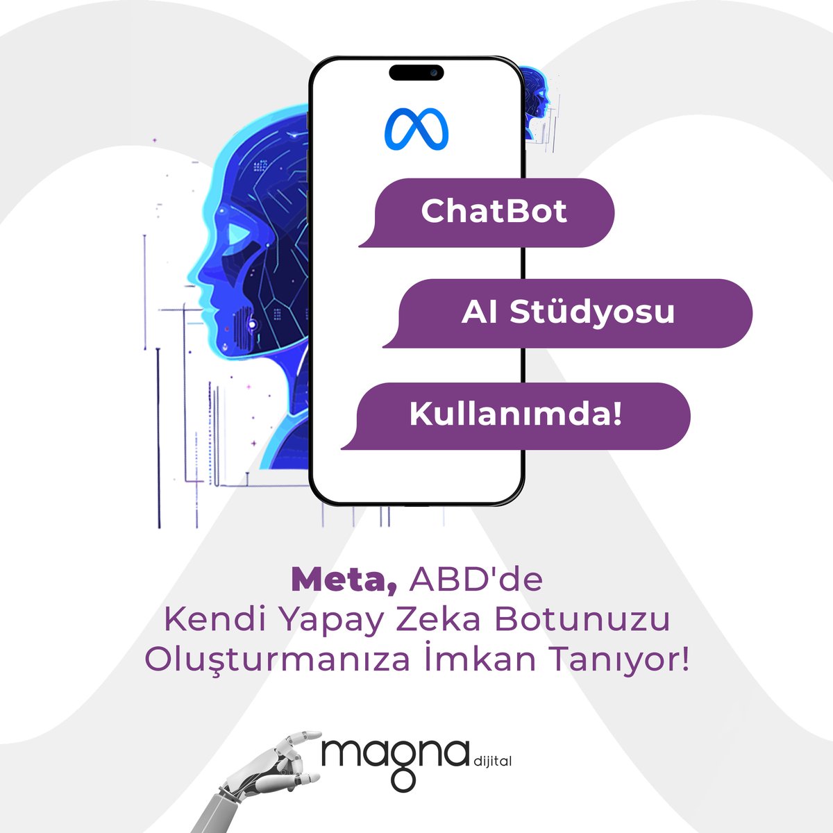 MagnaDijital's tweet image. Meta’nın AI Studio’su ile yemek tarifleri verebilen, oyun oynayabilen ve film önerileri sunabilen AI botlar oluşturabilirsiniz. Amerika’da devreye alınan bu platform, takipçilerinizin sorularını ve yorumlarını yanıtlamanıza da olanak sağlıyor.

#magnadijital #meta #metaaistudio